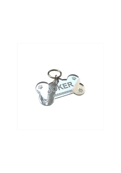 Negelsin Köpek Künye Isimlik Kemik Model Silver Aynalı