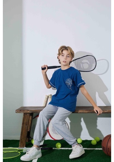 Kıpırık Baby Erkek Çocuk Basketboll Desenli Mavi Pijama Takımı-1308 Mavi