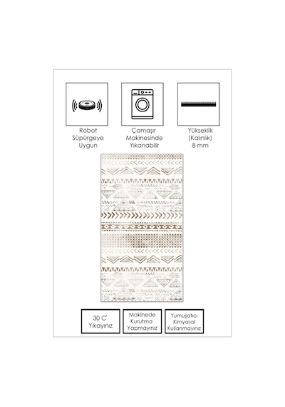 West Home Makinede Yıkanabilir Kaymaz Taban Leke Tutmaz Bej İskandinav Salon Halısı Mutfak Halısı Ve Yolluk 604 Beige