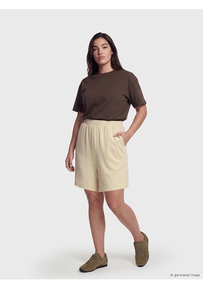 Lcwaıkıkı Petite Bej Beli Lastikli Soft Touch Kadın Şort