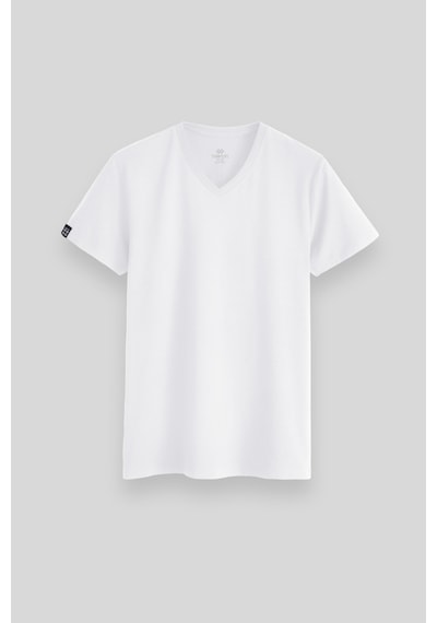 Tommy Life Beyaz Basic Kısa Kol Standart Kalıp V Yaka Erkek T-shirt - 87912 001