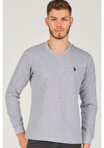 V4002 Dewberry V Yaka Erkek Sweatshırt-gri Gri