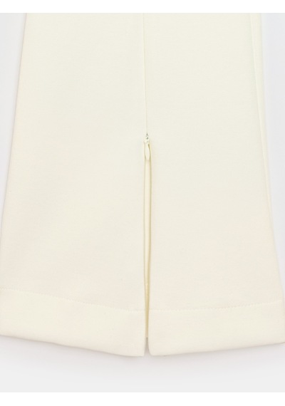 Dilvin 73037 Fermuar Detaylı Flare Pantalon Ekru