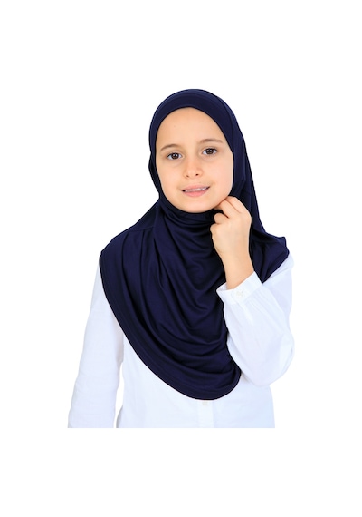Modish Group Kız Çocuk Hazır Başörtüsü Pratik Penye Şal Tesettür Giyim Lacivert