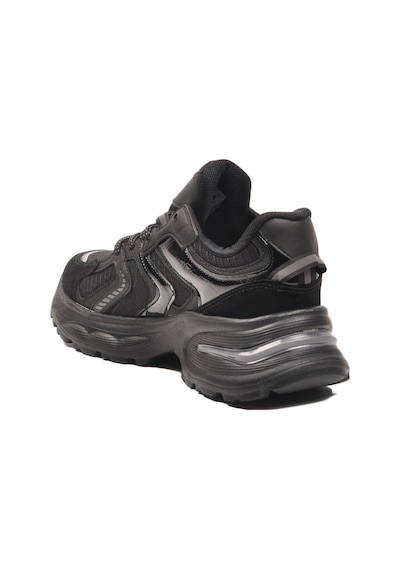 Siyah Bağcıklı Kalın Taban Hafif Kadın Sneaker 2318 G Siyah