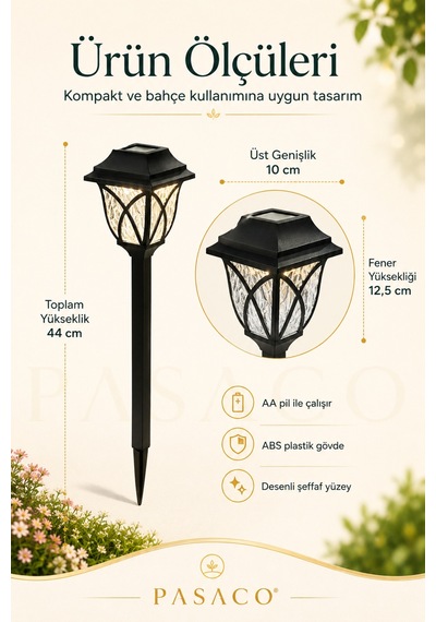 6'lı Set Solar Güneş Enerjili Bahçe Yürüyüş Yolu Peyzaj Dekoratif Led Aydınlatma