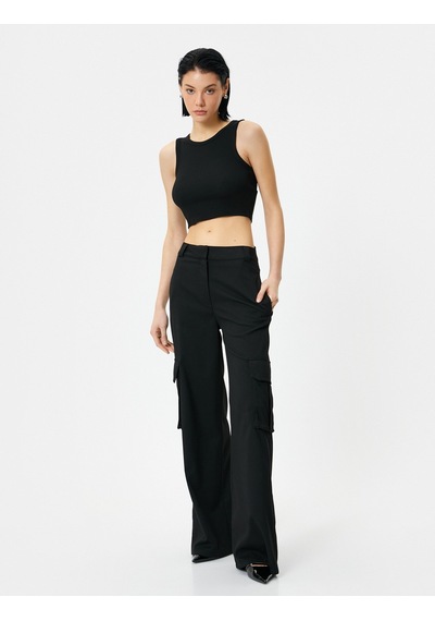 Koton Crop Atlet Ribanalı Bisiklet Yaka Siyah 4sak10011ek 4SAK10011EK999 Siyah
