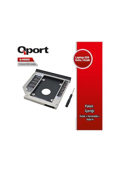 Qport Q-hdk9 2.5" Hdd/ssd Uyumlu Cevırıcı 9.5" Optık Sata Kızak