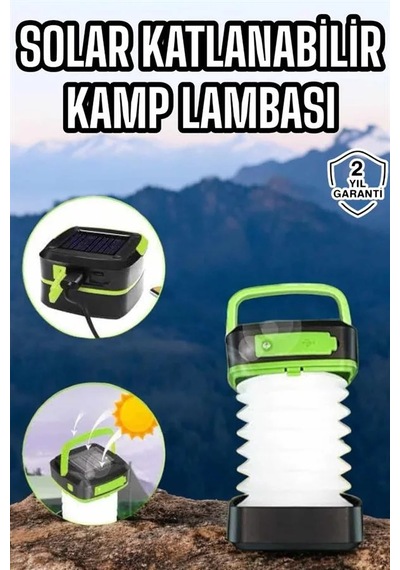 Güneş Enerjili Led Lamba Kamp Lambası Katlanabilir Lamba Usb Şarjlı Beyaz