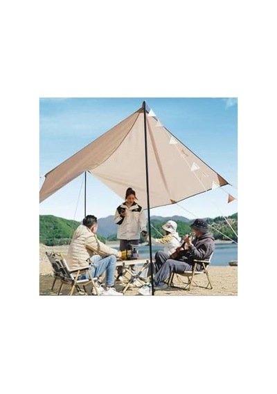 Su Geçirmez Dayanıklı Piknik Kamp Sahil Plaj Güneşlik Koruyucu Tente Gölgelik Çadır 500x300 Cm Tek Ebat Bej