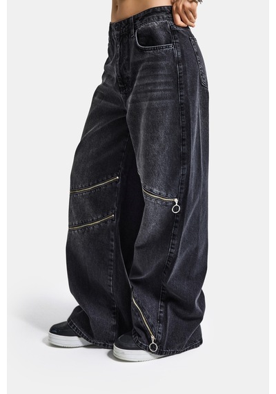 Itsbasic Kadın Koyu Füme 2s6-1 Süper Baggy Fit Fermuar Detaylı Özel Tasarım Denim Jean Itsbasic Kadın Koyu Füme 2s6-1 Süper Baggy Fit Fermuar Detaylı Özel Tasarım Denim Jean