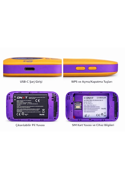 5g Mobil Wifi Modem Taşınabilir Router Wifi 6 Destekli 300mbps 3000mah Bataryalı Sım Kartlı Hotspot