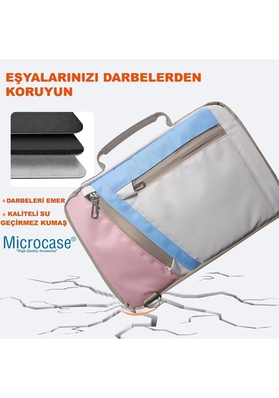 Microcase Apple İpad Air 11 2026 İle Uyumlu Omuz Askılı El Tutacaklı Universal Sleeve Taşıma Çantası Al4346 Pembe Mavi Krem Çanta