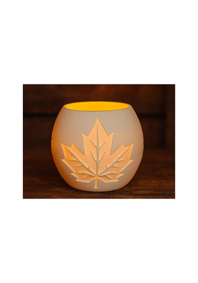 Alvera Decor Akçaağaç Yaprağı Kabartmalı Tealight Mumluk Dekoratif Sonbahar Feneri Şamdan Masa Süsü Karışık