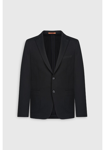 Ac&co Erkek Sıyah Slim Fit Dar Kesim Kırlangıç Yaka Desenli Torba Cepli Ceket Siyah