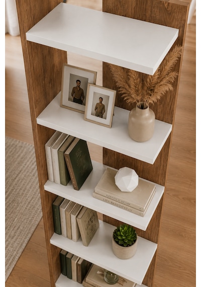 Andes Ceviz Renk Dekoratif Kitaplık Ve Çok Amaçlı Raf Ünitesi Modern Salon Kitaplığı Açık Raf Sistemi Ceviz Beyaz Andes Ceviz Renk Dekoratif Kitaplık Ve Çok Amaçlı Raf Ünitesi Modern Salon Kitaplığı Açık Raf Sistemi Ceviz Beyaz
