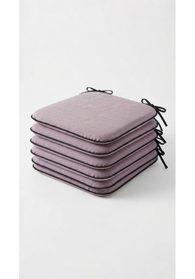 Bahçe Balkon Mutfak Kreş Sandalye Minderi Fermuarlı 40x40 6 Adet Düz Pembe 5 Cm Gri Sünger