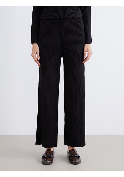 Lcw Comfort Siyah Beli Lastikli Kadın Triko Pantolon