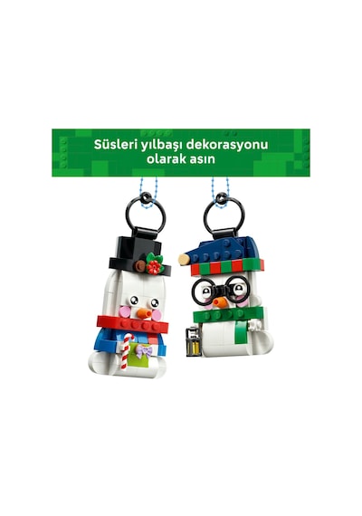 LEGO® Kardan Adam Süsleri 40812 – 6+ Yaş Çocuklar için 2 Kardan Adam Figürü İçeren Yılbaşı Ağacı Süsü Oyuncak Yapım Seti (168P)