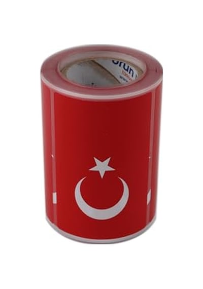 Al Hızlı Al Türk Bayrağı Etiketi Kuşe Rulo Çıkatma 90mmx 60mm 300 Adet 40mm Çapı Bayrak Etiket Genel