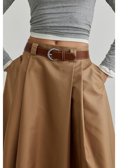 Suud Collection Camel Ball Volümlü Uzun Etek