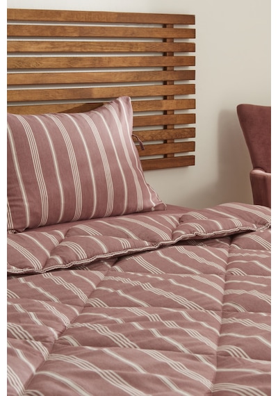 Karacahome Sarah Anderson Barlet Tek Kişilik Comfort Set Çizgili Bordo