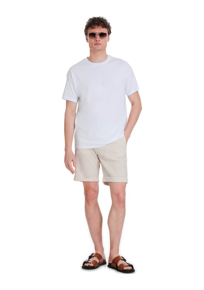 Hatemoğlu Beyaz Regular Fit 100% Pamuk Bisiklet Yaka Oversize Tişört 1995327 Beyaz