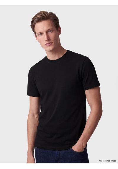 LC Waikiki Lc Waıkıkı Siyah Slim Fit Kalın Kumaş Tişört /02
