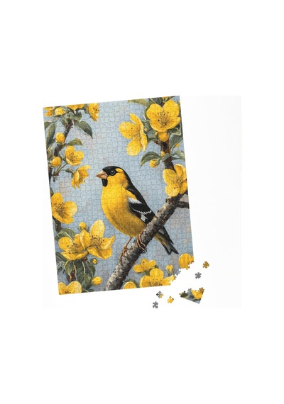 1000 Parça Puzzle, Sarı Çiçekler Ve Kuş Temalı Standart