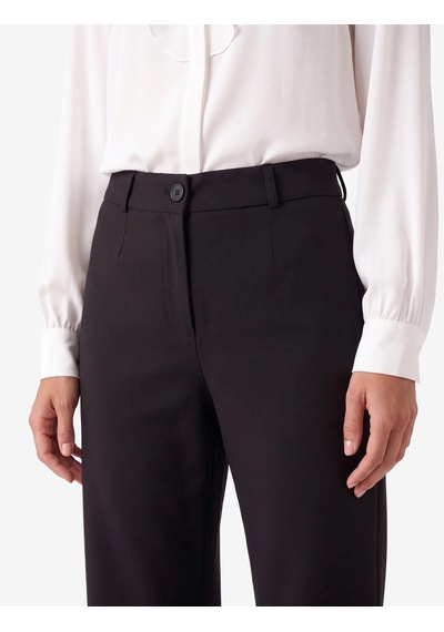 Koton Normal Bel Yan Cepli Düğmeli Straight Fit Kumaş Pantolon Siyah 7wak40027ek