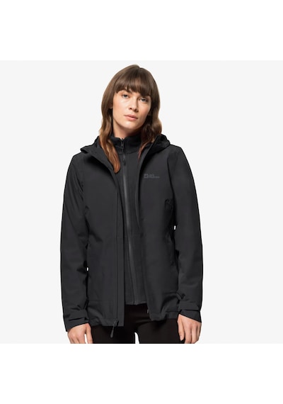 Jack Wolfskin Moonrise 3in1 Kadın Siyah Outdoor Ceket 1115621 Siyah