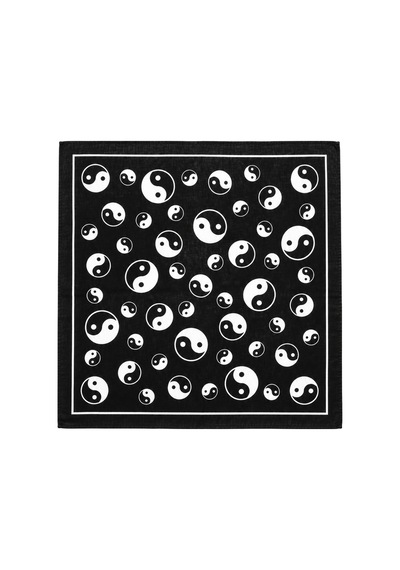 Herşeynota Yin Yang Desenli Siyah Beyaz 52x52 Cm %100 Pamuk Fular Bandana Unisex Çok Renkli