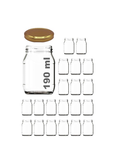 190 Ml Metal Kapaklı Konserve Kavanozu 190 Cc Şeffaf Bebek Mama Kavanoz 20 Adet Altın/gold 12 Izgara