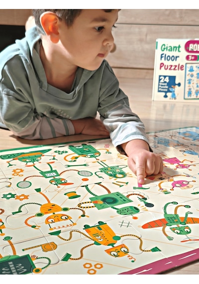 Doerkids Baby Puzzle Dev Robotlar Puzzle Jumbo Yer Puzzle Robots 24 Parça