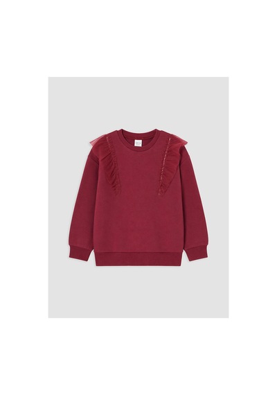 Lc Waikiki Alıta Cıty Farkıyla Lcw Kids Bordo 3 İplik Şardonlu Baskılı Loose & Bol Kız Çocuk Sweatshirt Bordo - 931690587 Bordo