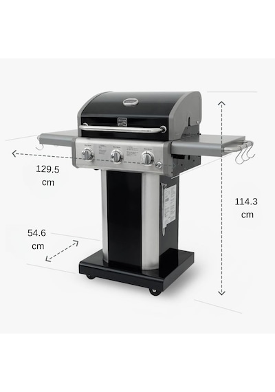 Kenmore Gazlı Barbekü 3 Ocaklı Siyah - Metal Siyah Çelik