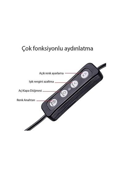 Ring Light Youtuber Tictok Makyaj Işıklı Telefon Tutucu 20cm + 2.2m Tripod M20 Siyah