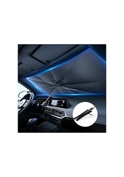 Katlanabilir Oto Güneşlik Şemsiye 75x140 Cm Uv Korumalı Ön Cam Gölgelik Aksesuarı