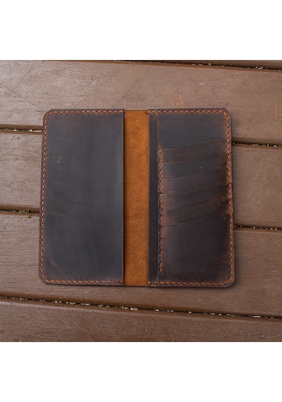 Craft And Luna El Yapımı Hakiki Deri Cüzdan Telefon Kılıfı Western Taba