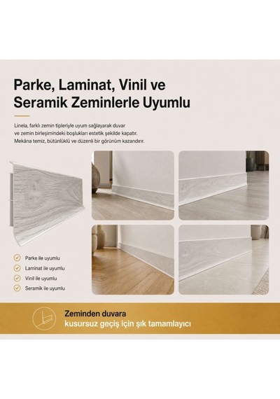 Linela Suya Dayanıklı Pvc Süpürgelik 8 Cm - Melton Meşe - Lnl409