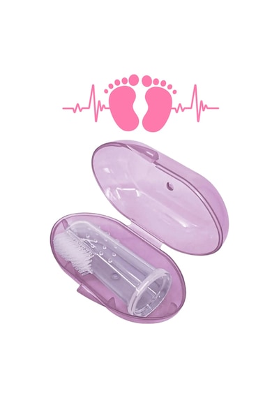 Mucit Home Pembe Kız Bebek Çocuk Silikon Parmak Diş Kaşıyıcı Dil Temizleyici Diş Fırçası