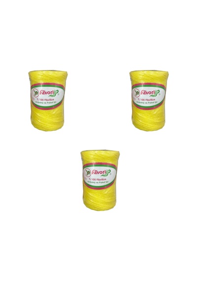 Favori İp 5000 Denye -0.8 Mm- Ambalaj Ve Paket İpi Naylon Burgulu Örgü Çamaşır İpi - Sarı - 3 Adet