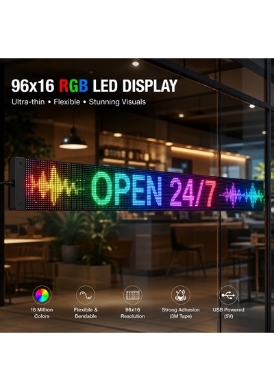 Matrix Esnek Yapışkanlı Led Panel 96x16 Rgb