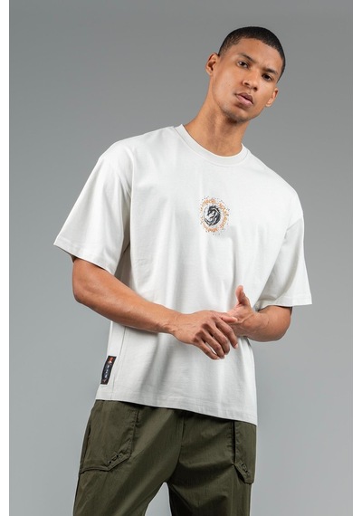 Maraton Sportswear Oversize Erkek Bisiklet Yaka Kısa Kol Basic Gümüş Gri T-shirt 23242-gümüş Gri