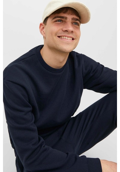 Jack & Jones Jjebradley Sweat Crew Lacivert Erkek Sweatshirt Lacivert