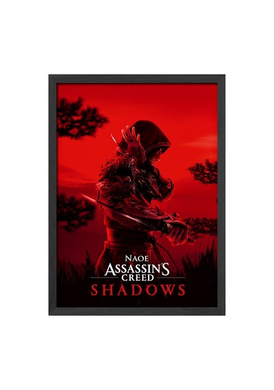 Assassin's Creed Shadows Siyah Ahşap Çerçeveli Poster, Dekoratif Oyun Duvar Tablosu