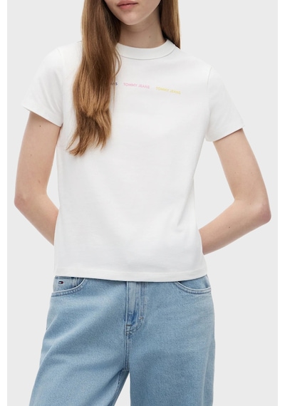 Tommy Jeans Logolu Pamuklu Bisiklet Yaka Kadın T Shirt T Shirt Dw0dw22905 Ybl Beyaz