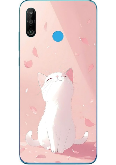 Huawei P30 Lite Uyumlu Minnoş Kedi Baskılı Silikon Kılıf Renkli