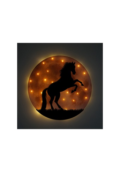 Kişiselleştirilebilir Led Işıklı Epoksi Katmanlı Tablo Lowell At Dolunay Sarı - 738226087 Sarı