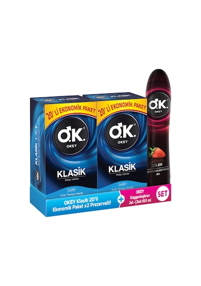 Okey Klasik 40'lı Prezervatif&Okey Çilek Kayganlaştırıcı Jel100ml